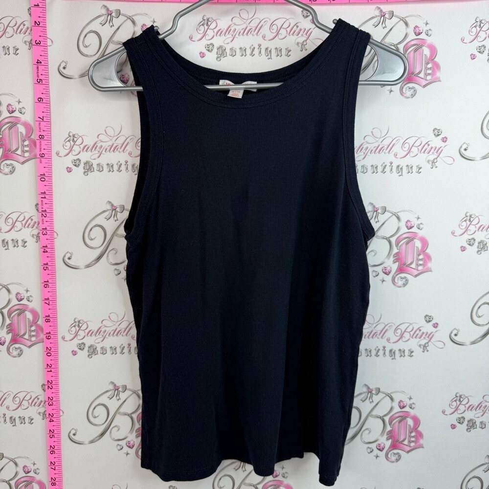 Joe Fresh tank top stretchy soft navy dark blue Ribbed Tank Top